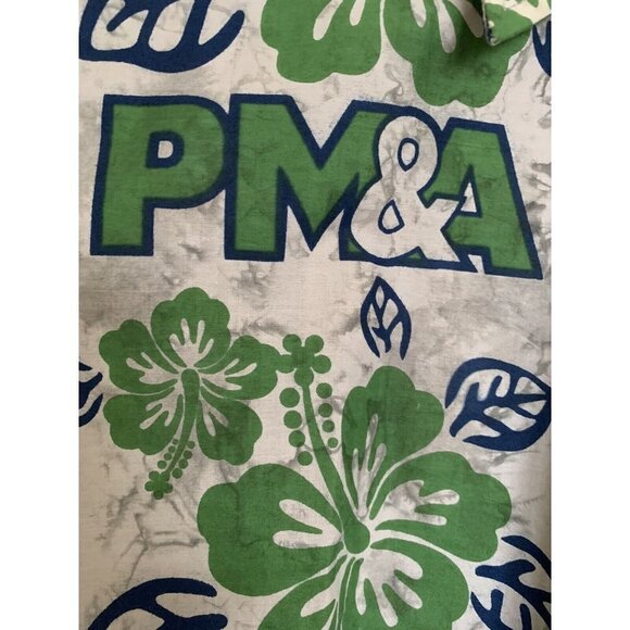 Wet Dog PM&A Men’s Large Camp Shirt Hawaiian Floral Green Blue Gray - Picture 10 of 12
